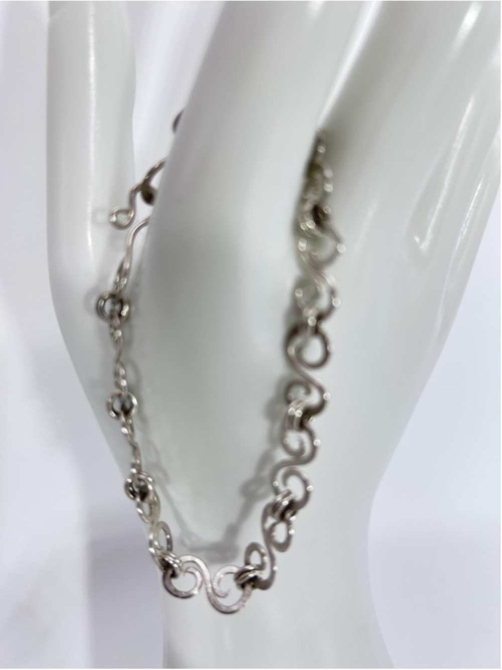 VTG Sterling Silver Scroll Link Chain Bracelet Hook Clasp Womens Fashion Jewelry